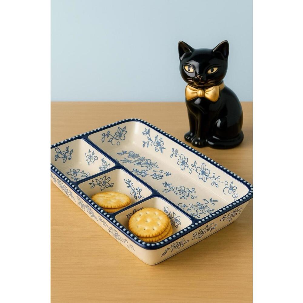 Temp-tations By Tara China 2010s 2 Floral Lace Divided Serving Trays, 12x8”